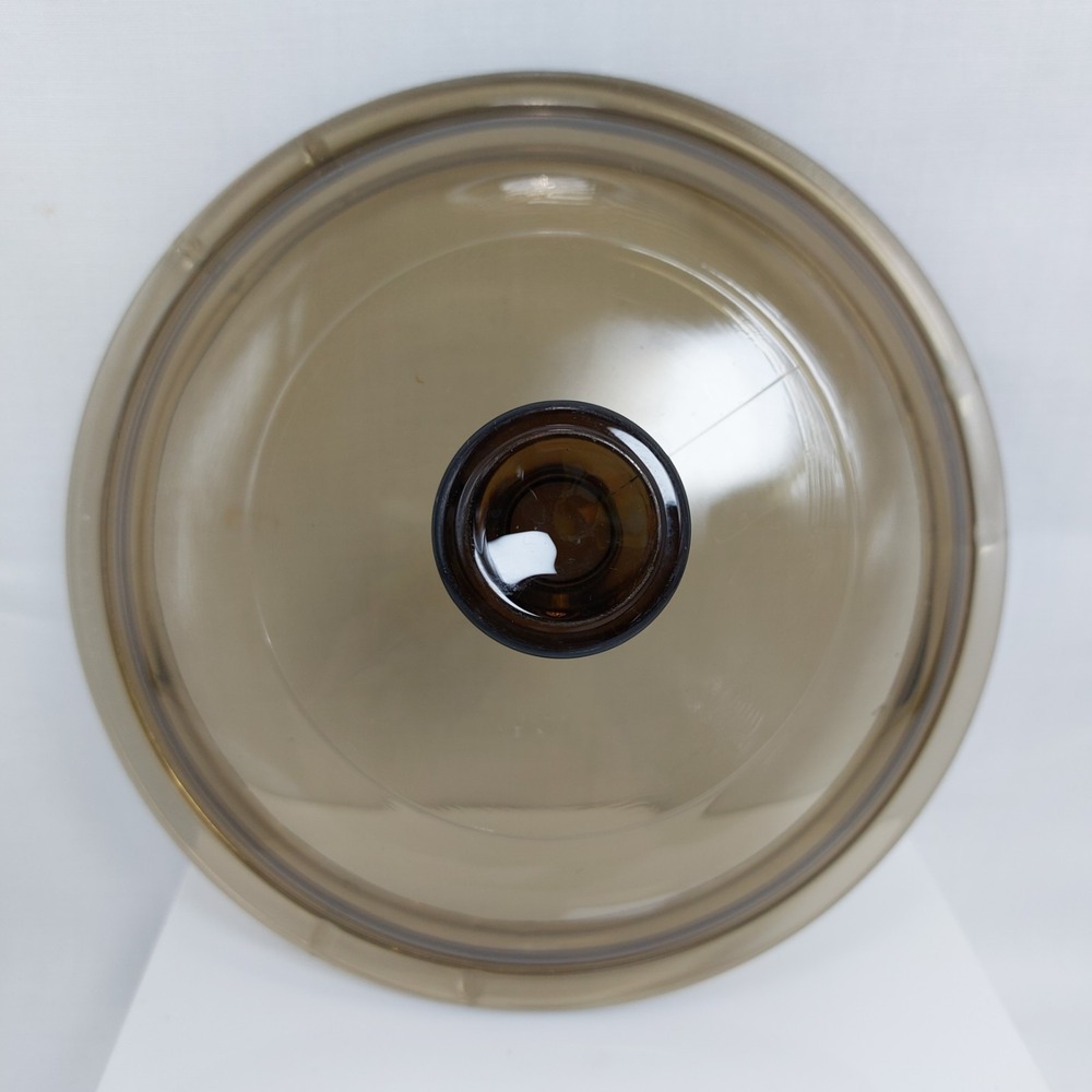 Vtg 6" PYREX CORNING WARE VISIONS V-I-C AMBER REPLACEMENT GLASS*LID ONLY* EUC